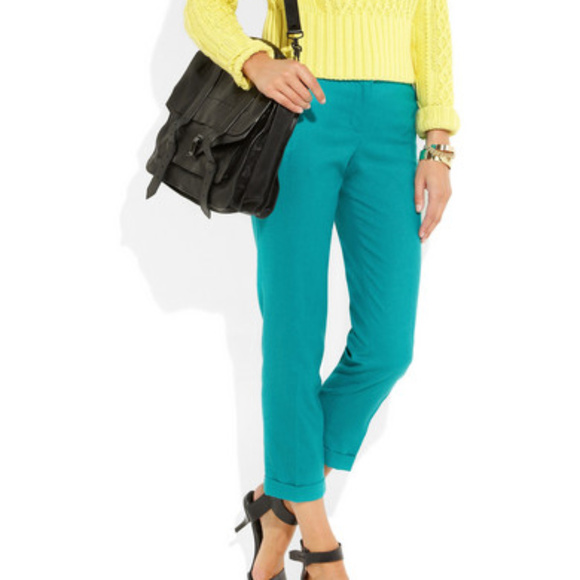 J. Crew Pants - J. Crew Cafe Capri Teal Wool Trouser Cuff Pants